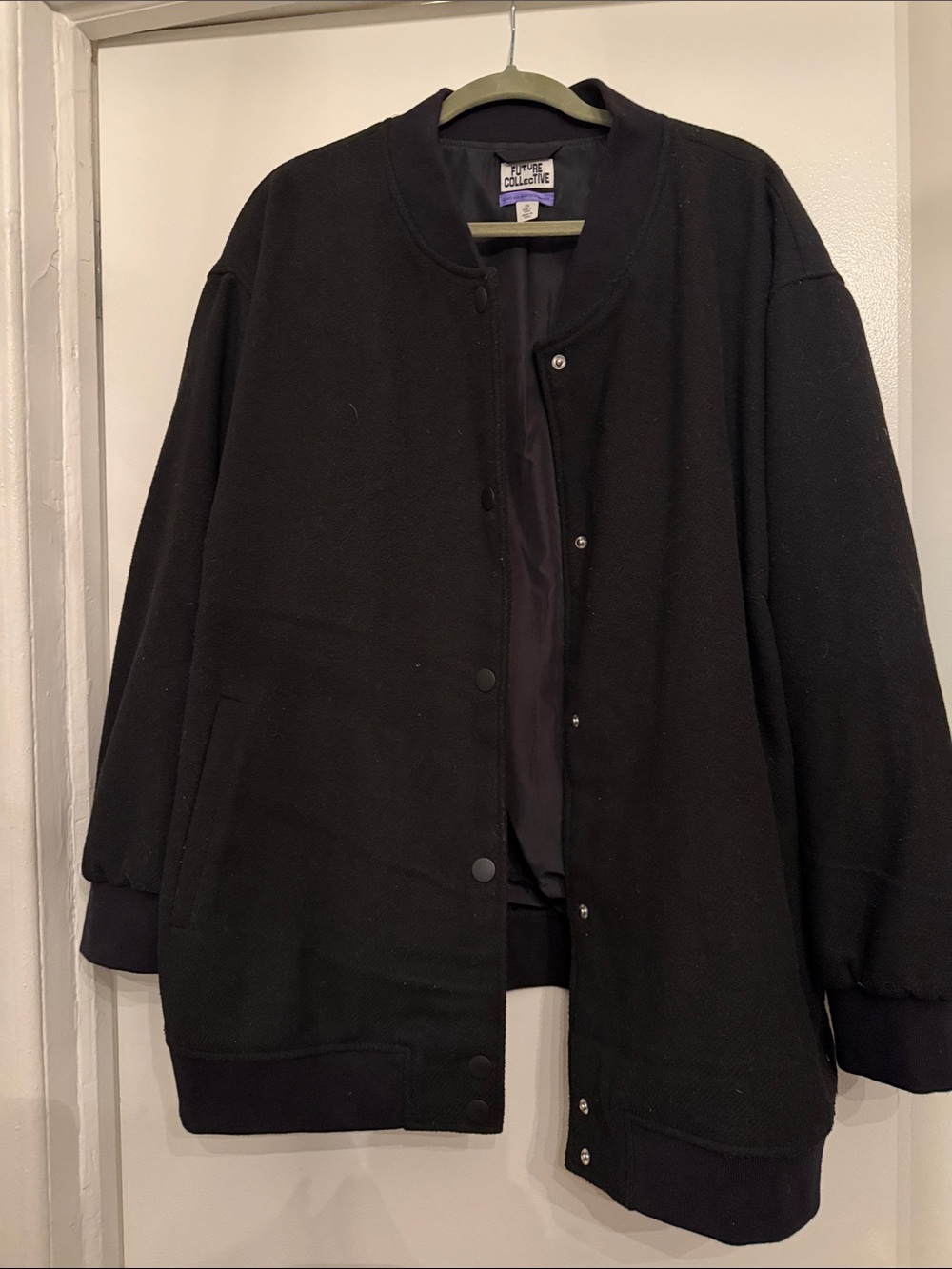 Future Collective Kahlana Barfield Oversized Black Bomber Jacket